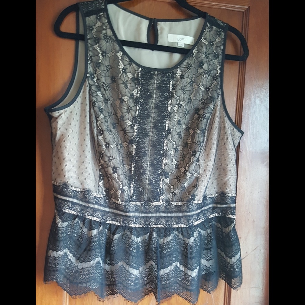 LOFT black lace peplum top